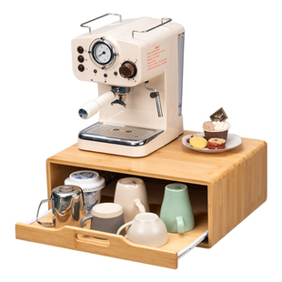 咖啡机置物架桌面增高架可抽拉储物柜餐桌边柜水杯收纳架吧台杯架