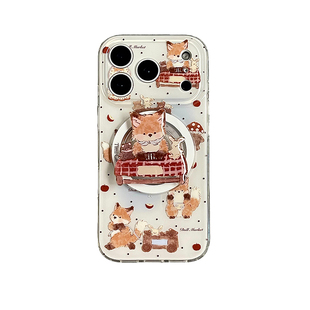 磁吸可爱野餐多个猫咪适用苹果17promax手机壳iphone16pro新款15带支架14双层13女17镜头全包防摔保护套小众