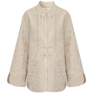 COCOBELLA新中式白色丝绒绣花轻型棉服新款女国风外套MF3016