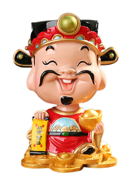 可爱风汽车玩偶笑佛财神摇头公仔