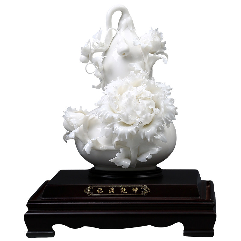 福满乾坤陶瓷花摆件中式乔迁礼品