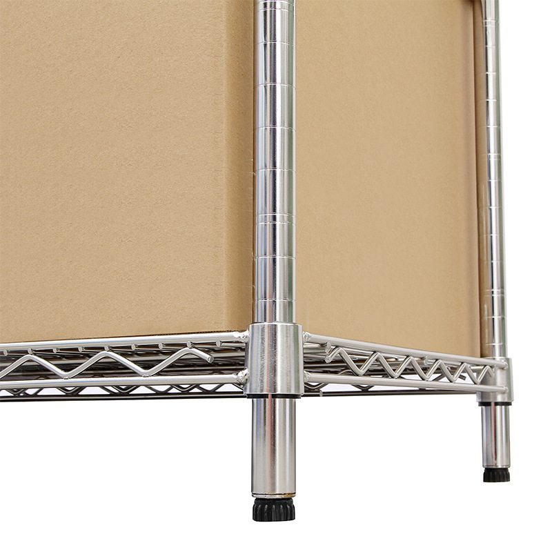 现货带轮移动仓储不锈钢货架镀铬工业物料展架多层铁丝网置物铁架