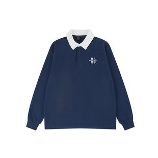 华人青年秋冬新款华夫格针织衫翻领男女同款运动假两件撞色长袖潮