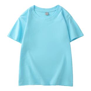 纯棉180克儿童短袖童女童纯色T恤上衣幼儿园班服活动服定制印来图