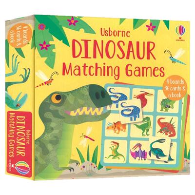 Dinosaur Matching Game 恐龙配对游戏 科普书 4个游戏纸板  36张卡片 百科读物 英语早教启蒙 动物认知 英文原版进口儿童图书