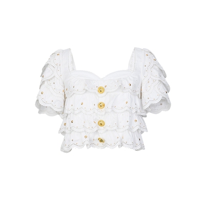 lefame重工刺绣俏皮浪漫方领上衣