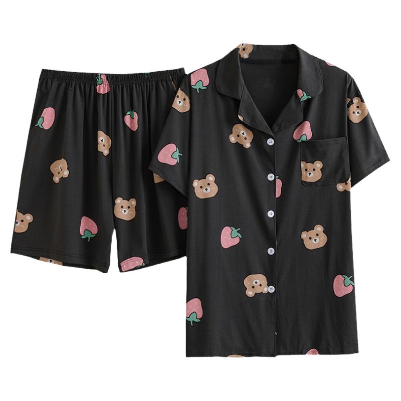 女针织棉卡通开衫睡衣家居服