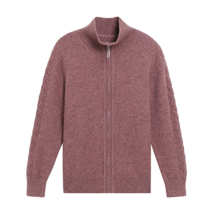 鄂尔多斯市纯羊毛衫拉链开衫毛衣女款2026新款秋冬妈妈装加厚外套