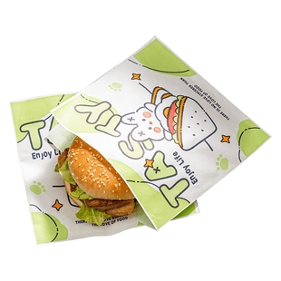 英国食品级三明治包装纸袋手抓煎饼汉堡三文治专用三角防油打包盒