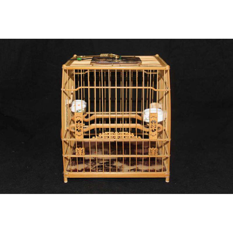 精工绣眼鸟笼全硫青小镶顶【寿子门花】扎线板顶笼/亮顶笼全配