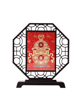 平安大吉银瓷版画双面设计客厅书房桌面屏风摆件乔迁祝寿高档礼物