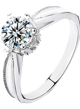 正品女生莫桑石钻戒纯银对戒轻奢