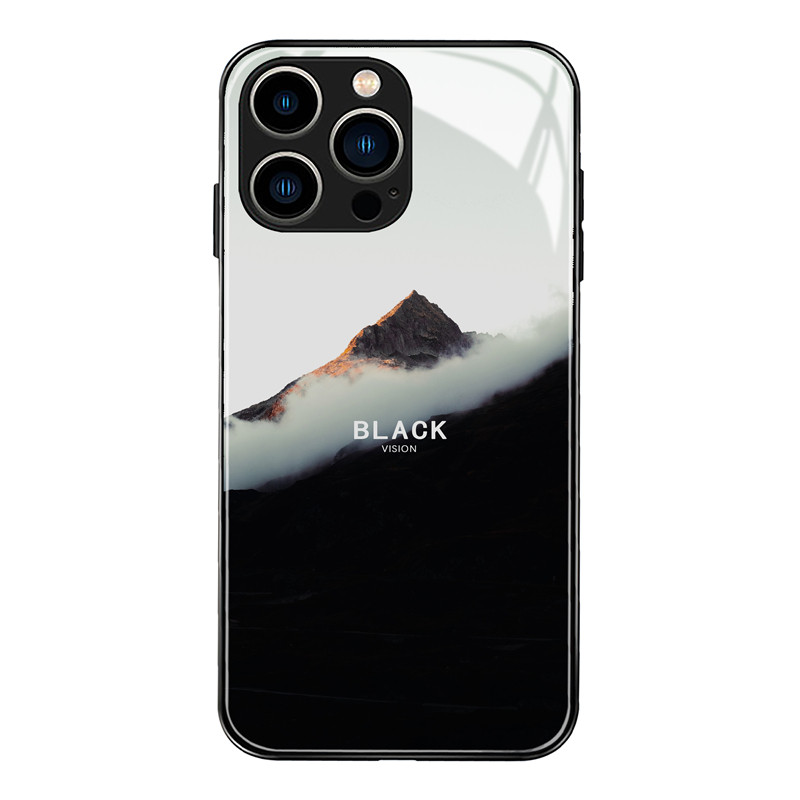 冷淡风黑色意境山适用iPhone15苹果14promax手机壳华为p50荣耀艺术生mate60一加简约vivox90小米