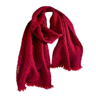 红色格纹山羊绒围巾女2025新款冬加厚新年马年本命年妈妈围脖送礼