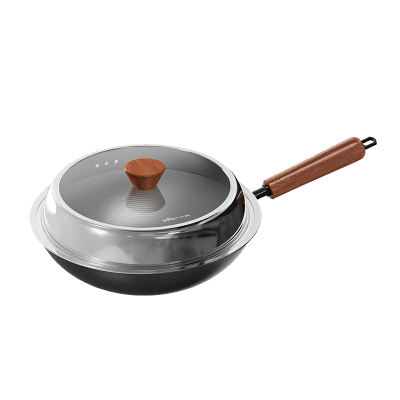 小熊有钛无涂层不粘锅免开锅炒锅铁锅家用炒菜炒菜锅电磁炉锅锅具