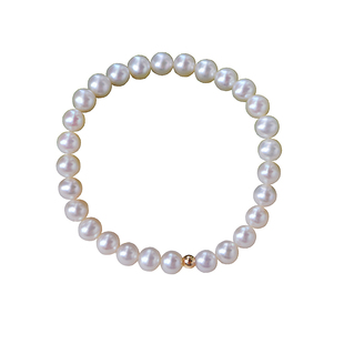 小立交 强光近正圆版天然淡水珍珠手链复古金珠14K包金女闺蜜礼物