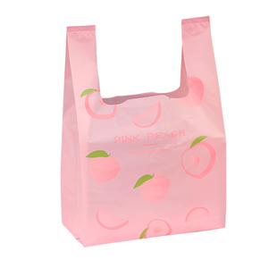 粉色水蜜桃图案塑料袋打包袋环保袋背心袋购物袋小号中号大号定制