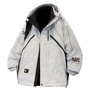 冬季新款白鸭羽绒服潮牌印花加厚防寒连帽百搭款有型男生羽绒服