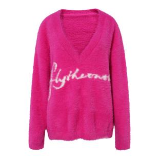 FTT Flythetruth 天鹅颈仿水貂毛毛衣女款冬季斜肩针织衫外套上衣