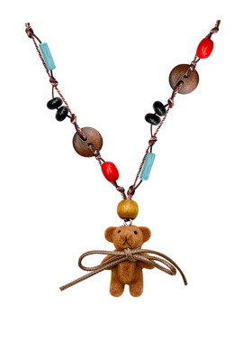 通勤可爱毛绒小熊项链女小众设计简约锁骨链长款编织绳挂脖配饰品