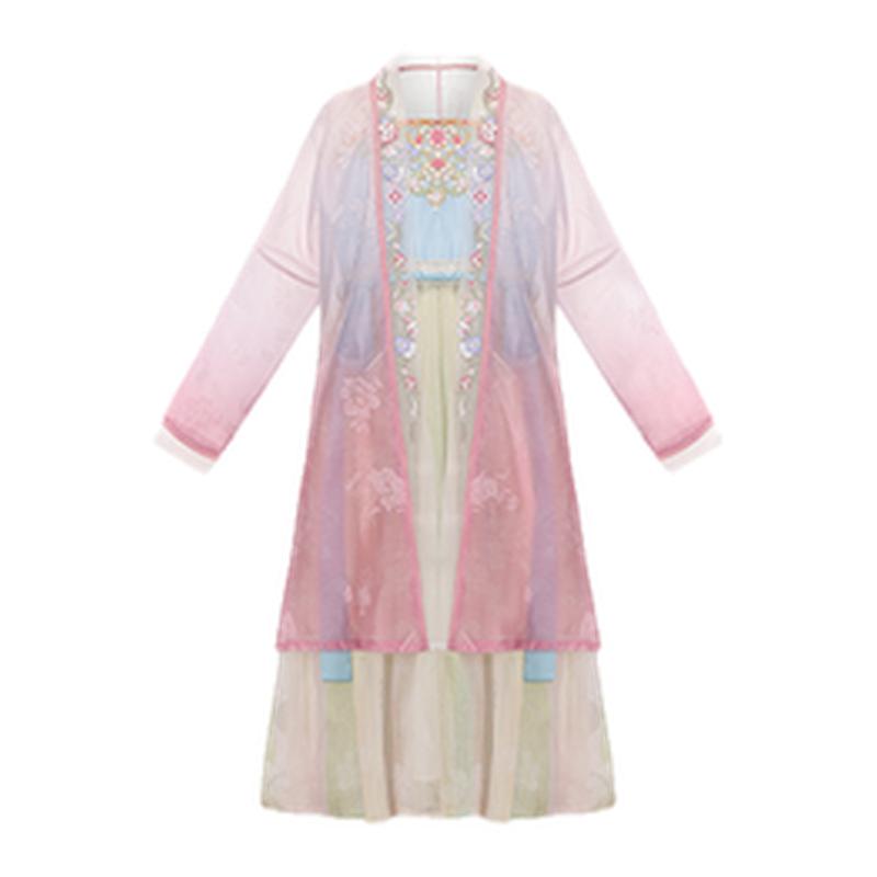 国风汉服女童2025新款连衣裙渐变