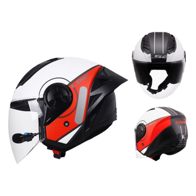 LS2头盔3C认证男女摩托车半盔机车内置蓝牙耳机四分之三头盔OF616