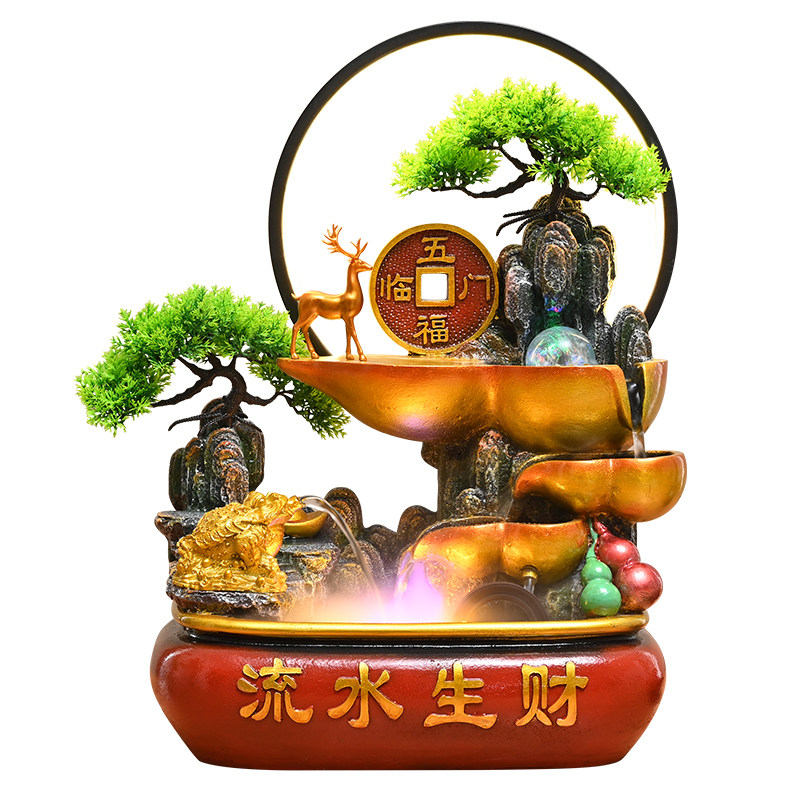 聚宝盆桌面流水招财摆件循环水景