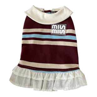 袋袋猫 miu系条纹polo宠物背心连衣裙 小狗约克夏比熊春夏衣服