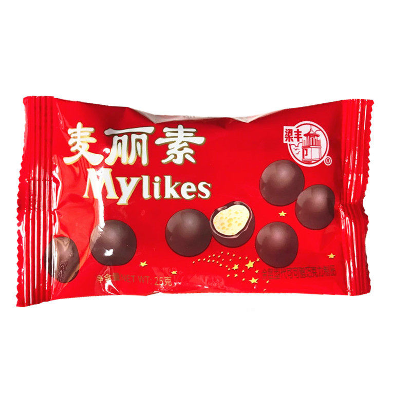 80g大袋装梁丰麦丽素巧克力豆朱古力休闲怀旧零食品（代可可脂）