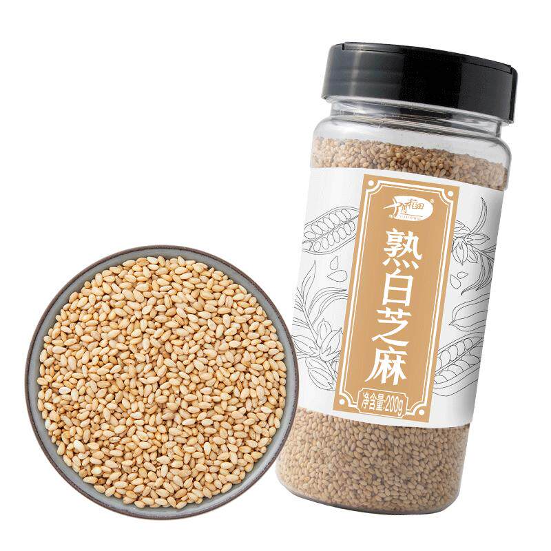 十月稻田熟白芝麻干吃即食200g撒料烘焙办公零食五谷杂粮罐装粗粮