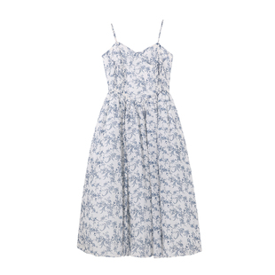 JeJuna炸鸡欧尼 青花瓷 有效瘦腰法式吊带裙白色针织开衫海边套装