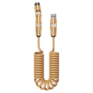 WEKOME可伸缩弹簧数据线二拖二车载车联充电线适用于苹果16/17安卓手机平板笔记本电脑ctoc快充线车用安全锤