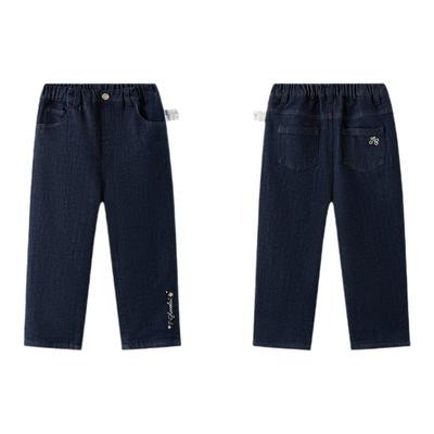 tartineetchocolat法国巧克力童装25秋冬新款女童刺绣加绒牛仔裤