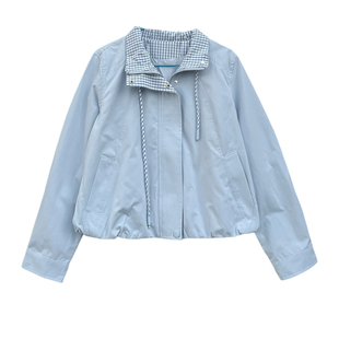 小小家 小个子春新款薄款宽松短外套拼色宽松百搭夹克上衣女150xs