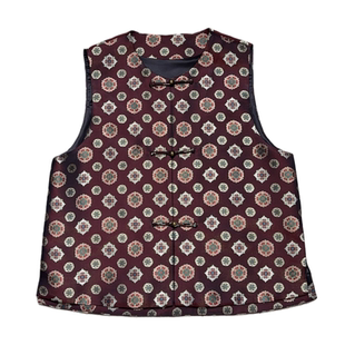 宋锦马甲100%桑蚕丝高端定制宝相花圆领新中式女装穿搭国风上衣