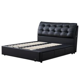 全友家居2026新款大黑熊1.5m单人软包床主卧1米8储物真皮双人大床