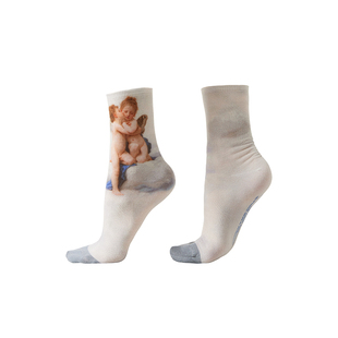 CALZEDONIA卡泽意袜春夏女士艺术收藏品油画联名印花短袜DC0570