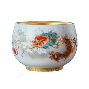 周鸿杰金丝龙凤对杯金丝龙杯主人杯24k鎏金茶杯情侣一对单杯茶具