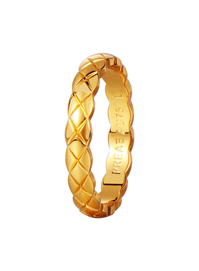 玫瑰金交叉菱格纹戒指女