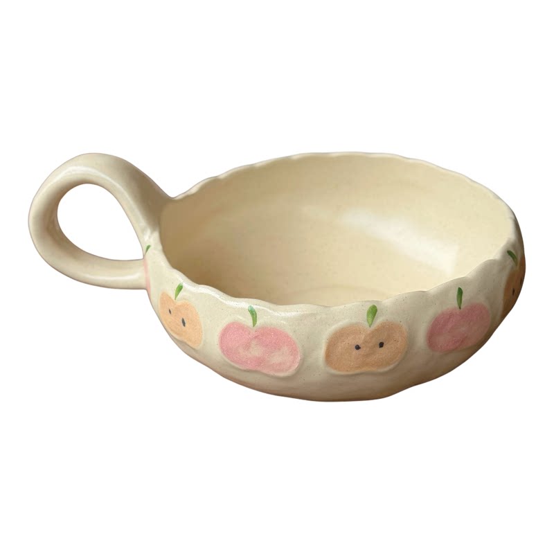 悦檬食器拉花苹果高颜值陶瓷餐具水果碗盘家用沙拉碗甜品碗咖啡杯