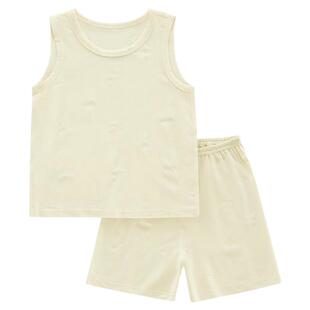 拉比儿童背心短裤套装2025夏季新款男女宝宝薄款提花网目背心套装