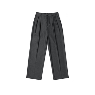 ONUN 宽松直筒廓形中缝西裤半松紧腰双褶阔腿休闲垂坠感抗皱长裤