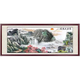富春山居图手绘国画山水画客厅挂画沙发背景墙办公室装饰画新中式