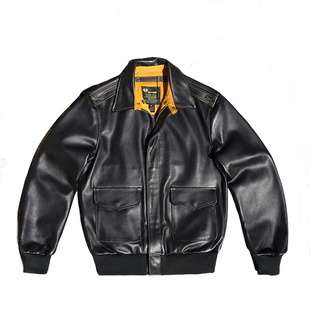 赔钱处理翻领修身头层进口小牛皮真皮皮衣男飞行服男款夹克皮外套