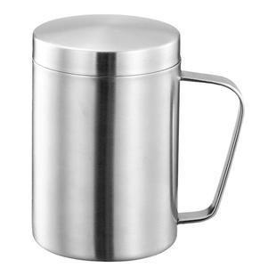 304不锈钢马克杯金属杯双层防烫方手柄保温杯高档商用杯定制LOGO