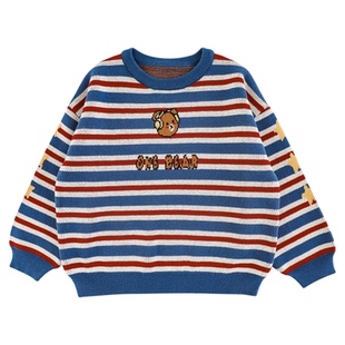 幼悠童装男童条纹毛衣2025新款儿童秋冬款学院风洋气保暖针织衫潮
