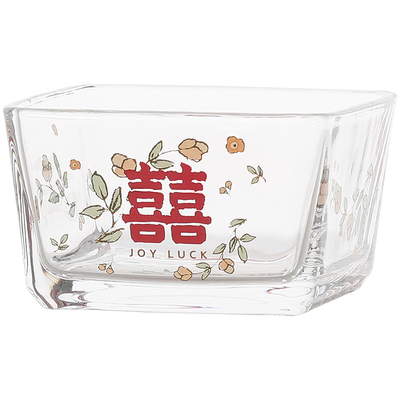 蓝莲花玻璃喜字小吃碟