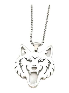 不锈钢狼头潮男霸气项链