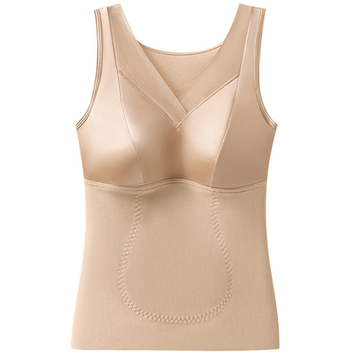 保暖背心女大码胖mm德绒带胸垫