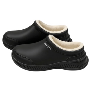 稻草人冬季棉拖鞋男款室内家居型防滑防水增高拖鞋包脚旅游可外穿